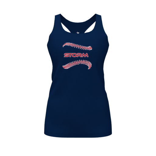 [CUS-DFW-RCBK-PER-NVY-FYS-LOGO1] Racerback Tank Top (Female Youth S, Navy, Logo 1)