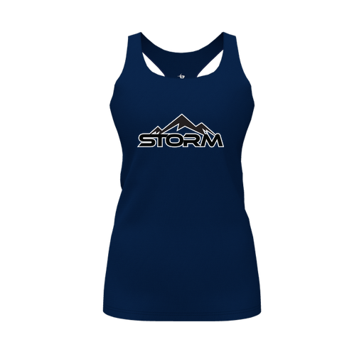 [CUS-DFW-RCBK-PER-NVY-FYS-LOGO2] Racerback Tank Top (Female Youth S, Navy, Logo 2)