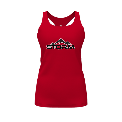 [CUS-DFW-RCBK-PER-RED-FYS-LOGO2] Racerback Tank Top (Female Youth S, Red, Logo 2)