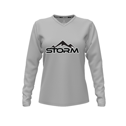 [CUS-DFW-TEES-CMF-VNK-LSL-GRY-FYXS-LOGO2] Comfort T-Shirt (Female Youth XS, Gray, V Neck, Logo 2, Long Sleeve)