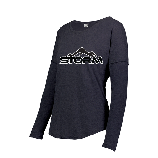 [FTLCUBNV-FAS-LOGO2] Decker Women's Tri-Blend T-Shirt - Long Sleeve (Female Adult S, Navy, Logo 2)