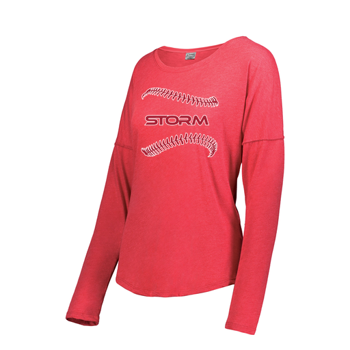 [FTLCUBRD-FAS-LOGO1] Ladies LS Ultra-blend T-Shirt (Female Adult S, Red, Logo 1)