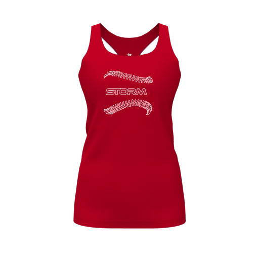 [CUS-DFW-RCBK-PER-RED-FYS-LOGO1] Racerback Tank Top (Female Youth S, Red, Logo 1)